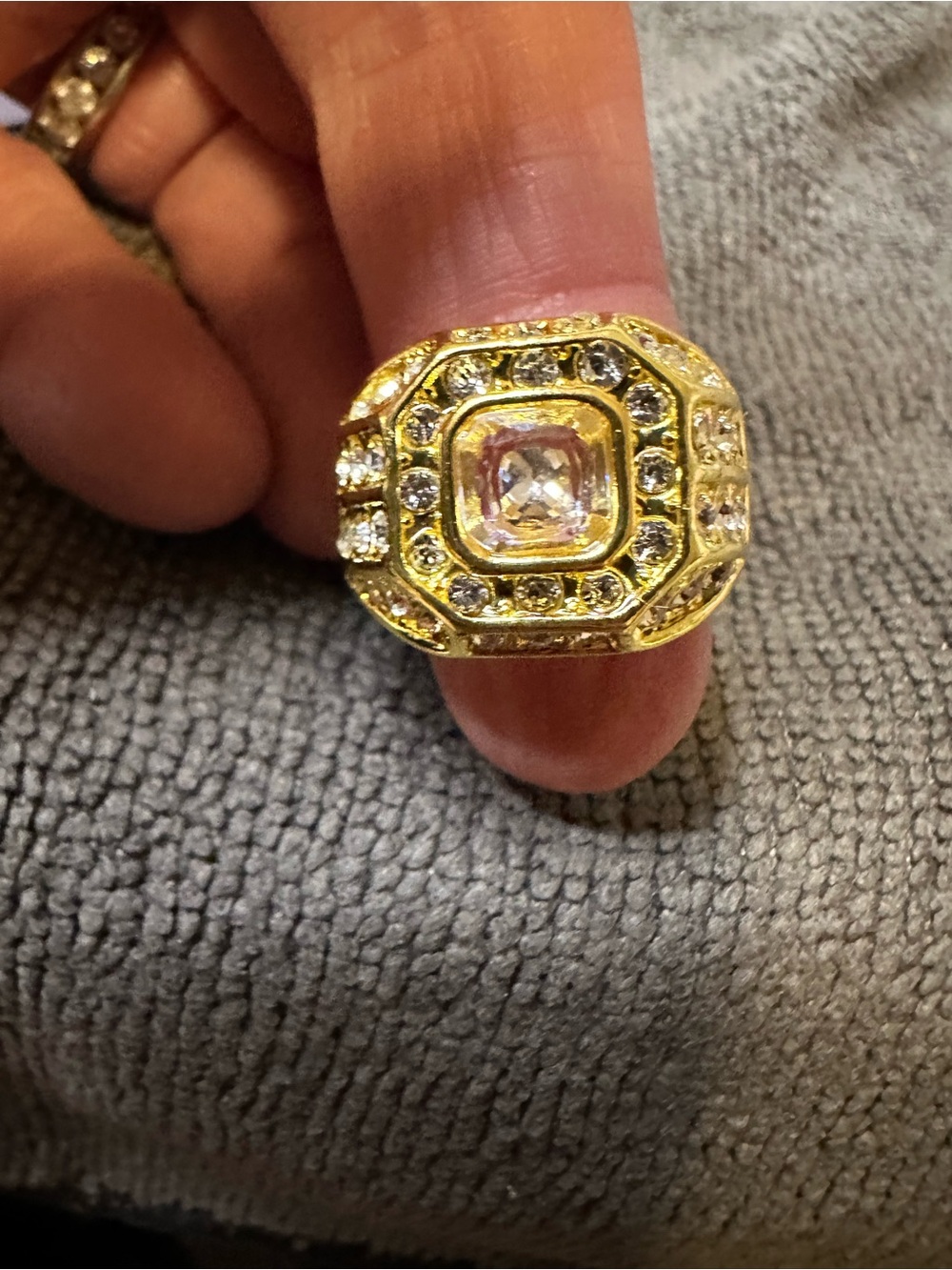 Gold-Tone Crystal Statement Ring - Sparkling Yellow Gold size 8